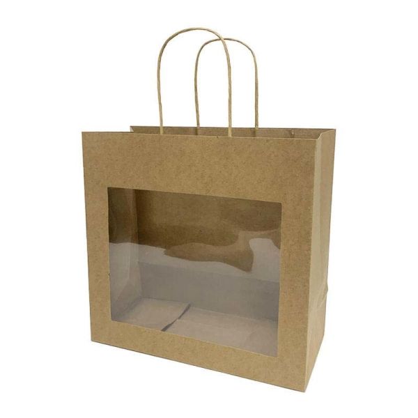 Compostable Kraft Paper Gift Bag Eco Friendly Paper Tote Bags Sturdy