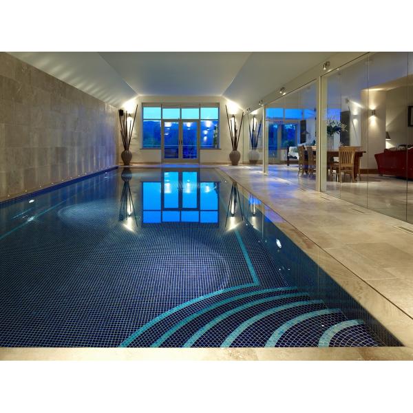 Blue Iridescent Glass Mosaic Swimming Pool Tile with Polished Sheet Size of 306x306MM