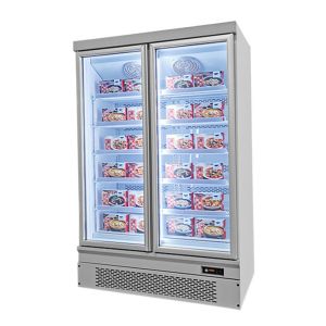 Refrigerador comercial con pantalla vertical
