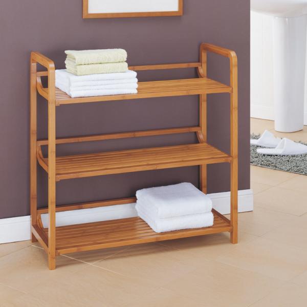 High Strength Bamboo Bathroom Supplies Bamboo Towel Rack 3 Tier Bath Furniture