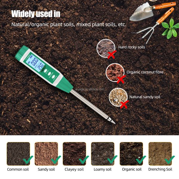 3-in-1 Digital Soil EC Moisture Temperature Meter Plant Soil Salinity Tester for Garden Farm
