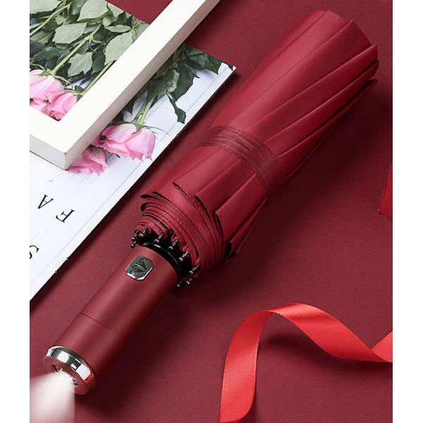 Rotating LED Flashlight Handle Automatic Folding Umbrella for Travel and Advertising