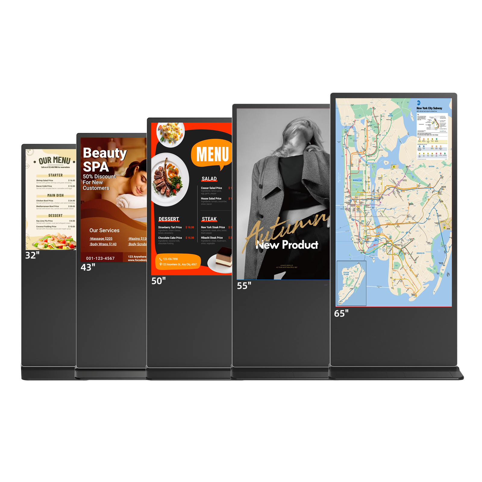 65'' Floor Standing Vertical Kiosk Indoor Advertising Player Display Digital Signage