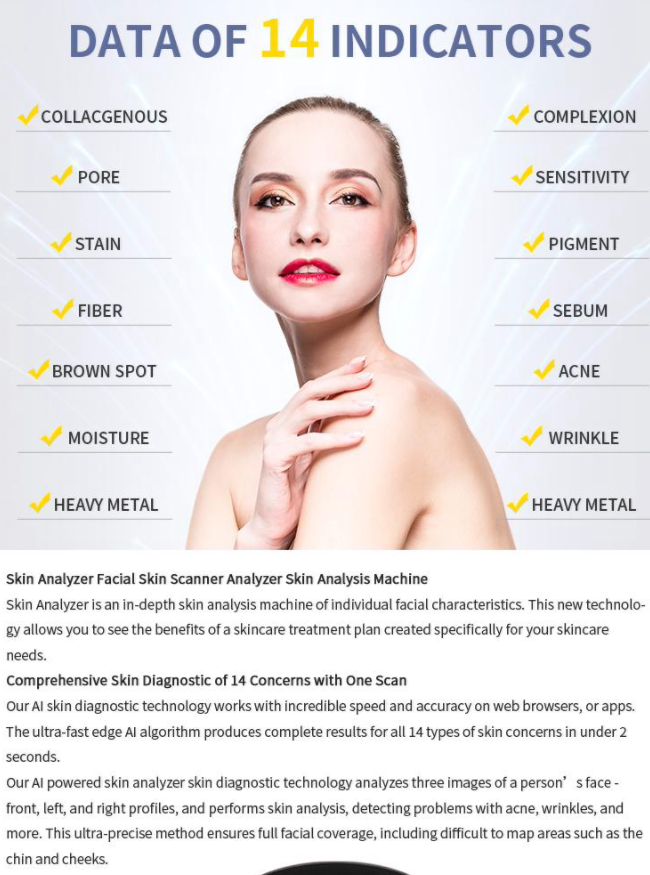 3D AI Face Skin Analyzer Diagnosis Facial Tester Scanner 36 Megapixels