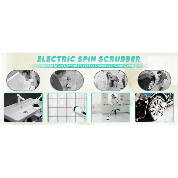 9 Replaceable Brush Heads Electric Spin Scrubber with Adjustable Detachable Handle