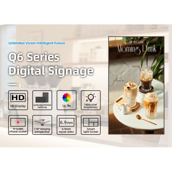 43 - 86 inch Lcd Digital Menu Boards for Coffee Shop Restaurant CMS