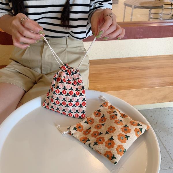 Custom Logo Print Canvas Cotton Jewelry Pouch Drawstring Shoe Bag for Fashion Style