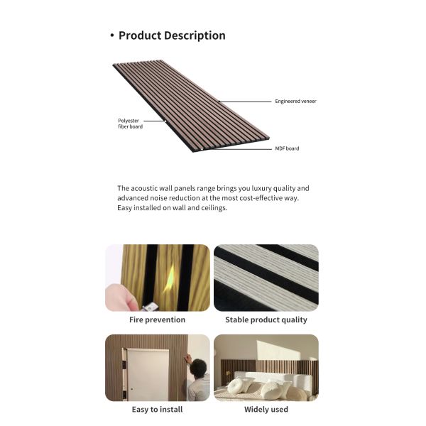Modern Design Akupanel Acoustic Slat Wall Panel Wood MDF Material for Hotel Soundproof and Graphic Design Solution Capable