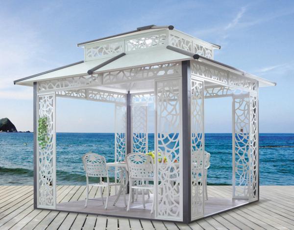 China Cast aluminum outdoor sunshine pavilion metal pavilion garden Pavilion 1118