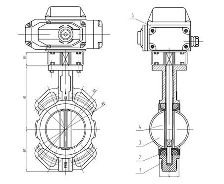 Тип вафли вала клапана нечистот воды эксплуатируемый электрическим двигателем половинный