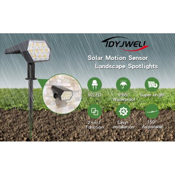 Solar Landscape Spotlights 92 LEDs,IP65 Waterproof 2-in-1 Wireless Outdoor Solar Powered Wall Lights