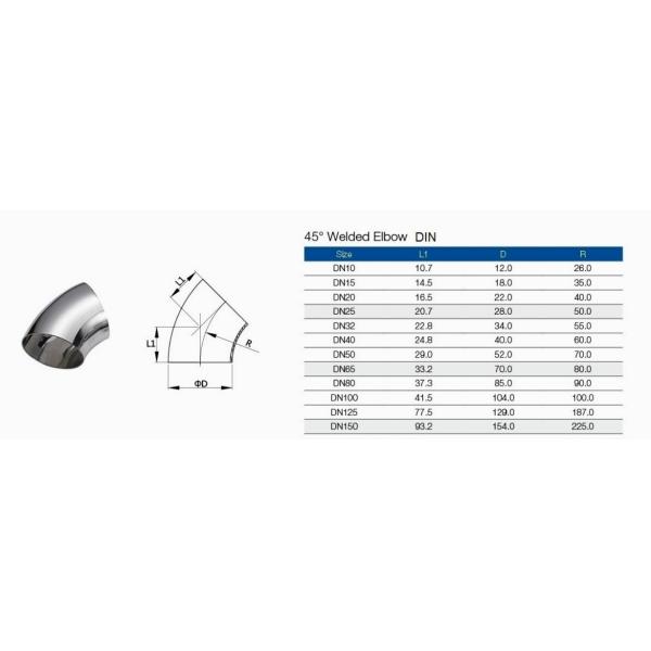 Санитарная труба из нержавеющей стали SS316L SMS 45 градусов