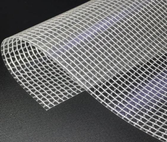 200D 9*9 240GSM Clear PVC Mesh Bag Fabric Lightweight Fire Retardant