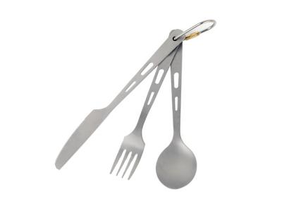 Metal Titanium Knife Fork Spoon Set Long Handle Cookware Camping Ultralight Spork