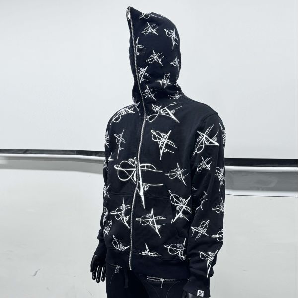 Custom Full Face Zip up Heavyweight Men's Hoodie Vintage Printed Streetwear Casual Oversized Fashion Graphic Baggy Hoodie Men