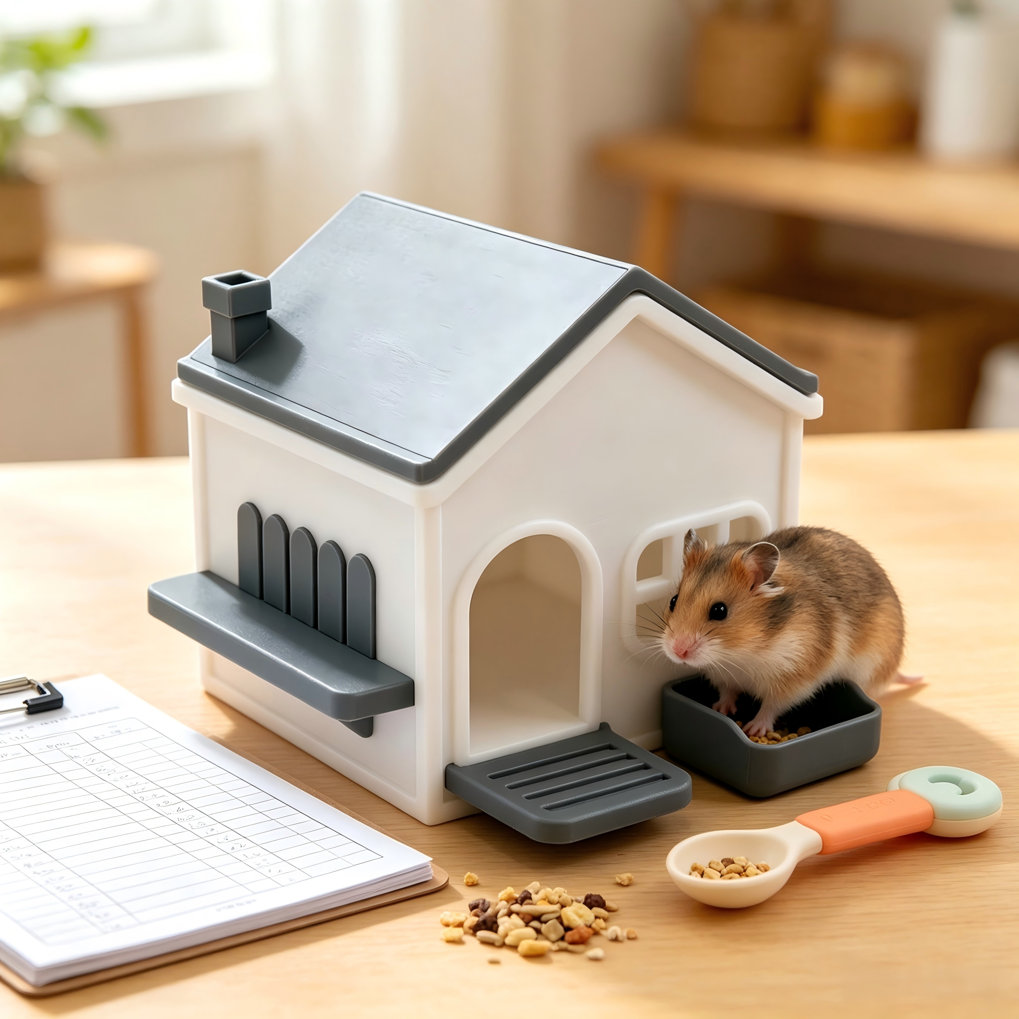 Removable Food Bowl 3D Printed Pet Accessories House Shaped Hamster Feeder