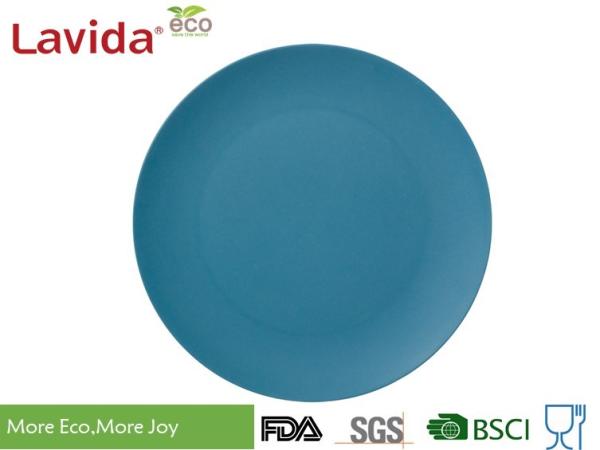 Restaurant Bamboo Biodegradable Plates Navy Blue Heat - Resistance Smooth Surface