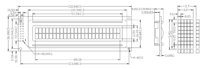 24 символа 2 строки 24х2 символа LCM модуль 5V FSTN Синий/серый режим AIP31066 или эквивалентный контроллер IC