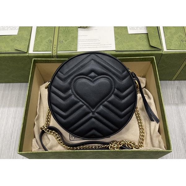 GG Marmont Wave Round Full Leather Chain Bag Soft Leather 18.5cm Length