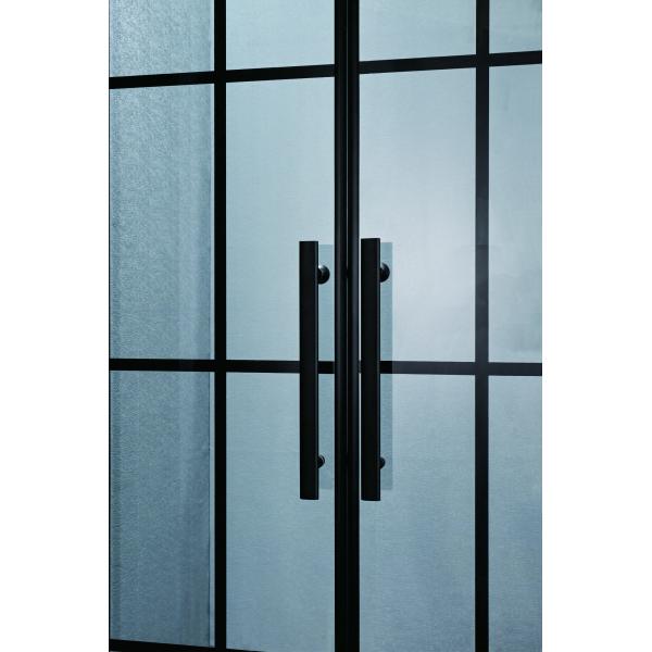 Porte coulissante de douche en aluminium noir avec 120*190cm de taille et verre trempé