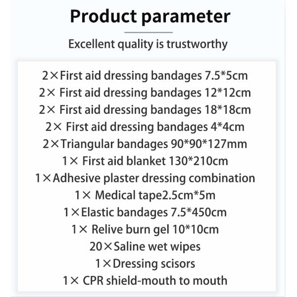 Boîte de premiers secours en plastique avec fournitures médicales