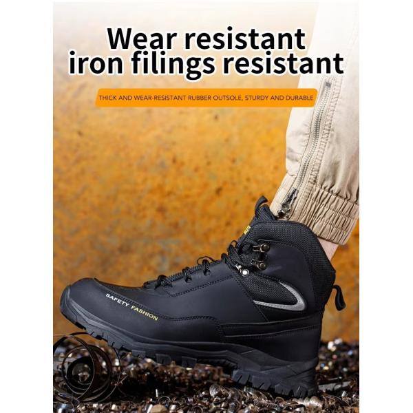 Black Green Non Slip Safety Boots Microfiber Leather Security Work Shoes