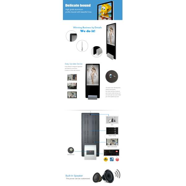 Shopping Mall Floor Standing Digital Signage , 49 Inch HD Video Digital Kiosks Touch Screen