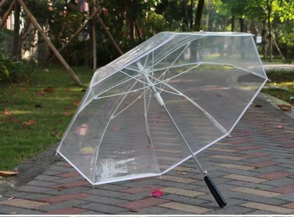 Golf Transparent Umbrella With LED Light  For Rain With Fiberglass Ribs And Aluminum Shaft,