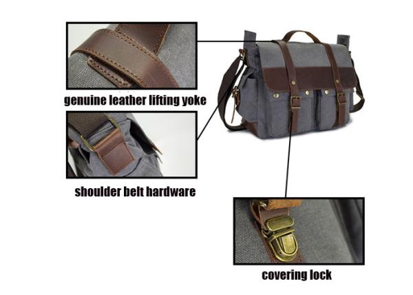Grey Canvas Multifunctional Camera Bag