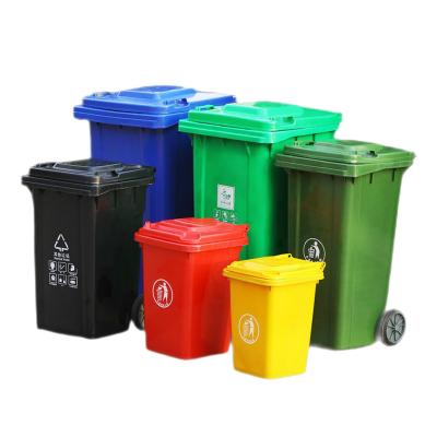 160L poubelles mobiles rouges et noires poubelles en plastique sur roues