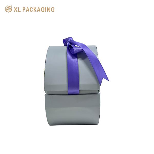 Luxury Easter Egg Nail Polish Gift Box Custom Cosmetic Rigid Box With 4 Slots EVA Foam Insert & Purple Satin Ribbon