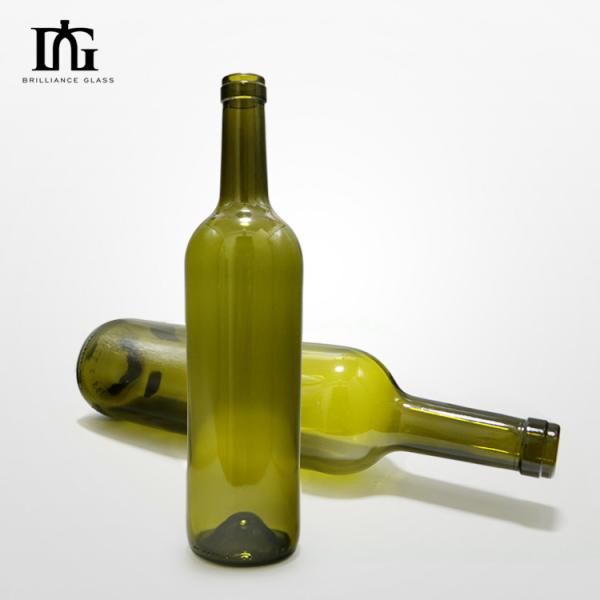Glass Collar Material 750ml Recyclable Wine Bottle for Dark Green Red Wine OEM/ODM Acceptable