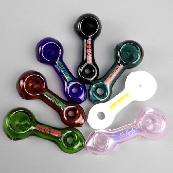 Mini Spoon Pendant Glass Hand Pipe With Label Straight Type 3.3 Inch