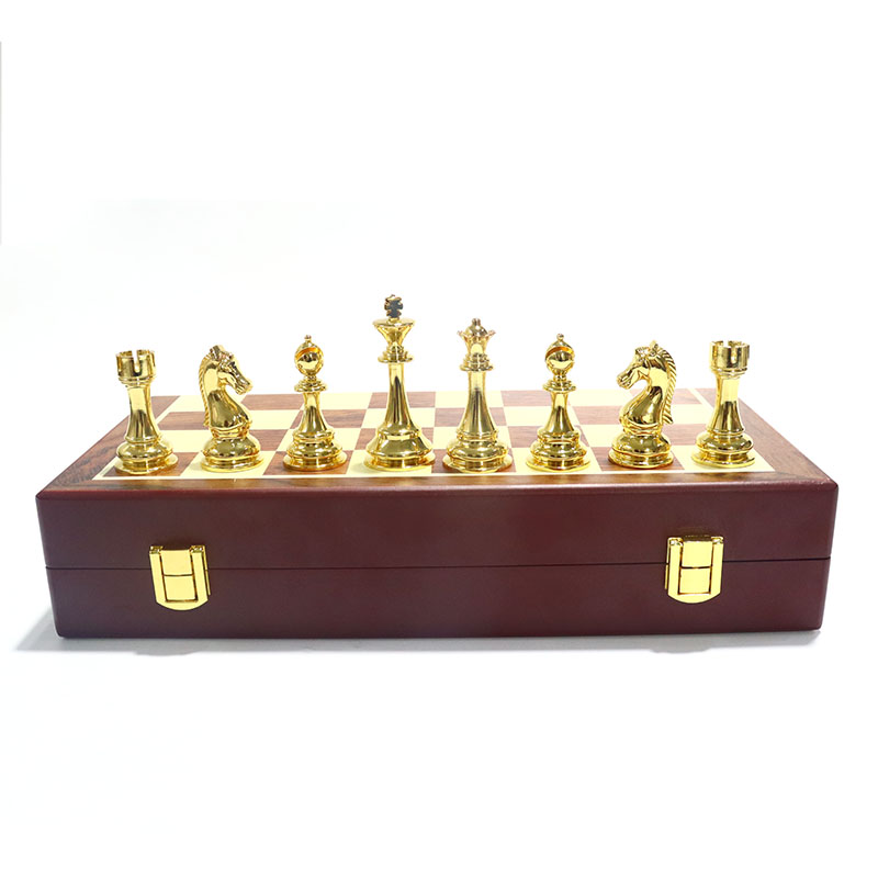 Zinc Alloy Foldable Metal Chess Set with Customizable Logo for Chess Game Competition