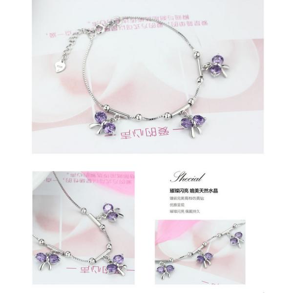 S925 silver bracelet Korean cute bow silver diamond jewelry to send his girlfriend a gift