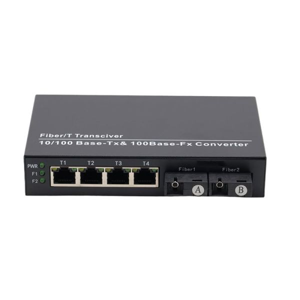 High Speed Desktop 100 Mbps Fiber Switch 2-SC Fiber 4 Port Ethernet Switch