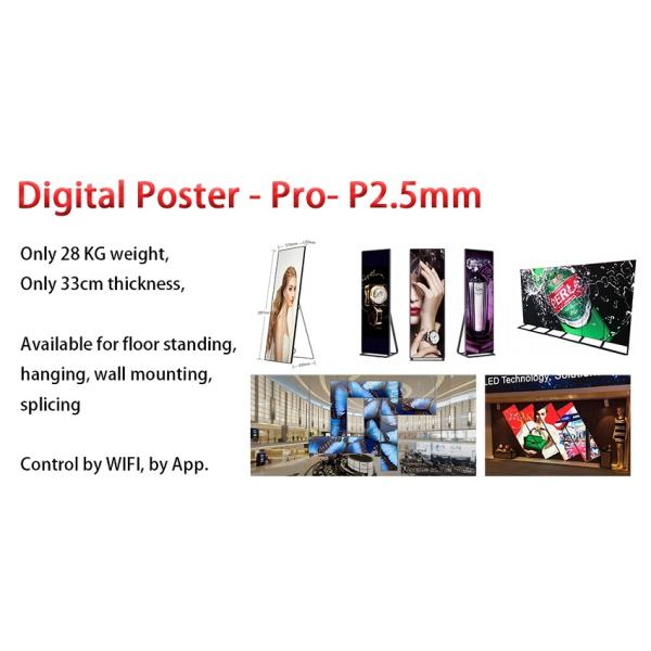P2.5mm Splicing Indoor Digital LED Poster Display Screen Signage Lightweight Slim Hanging Ceiling for Advertising Mall