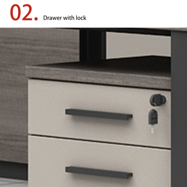 Low cabinet, office storage cabinet, melamine board, three drawer cabinet with wheels, key lock setting