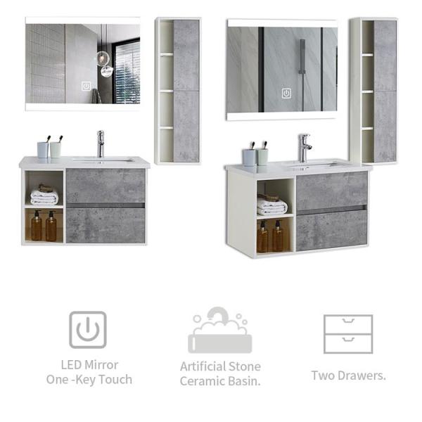 Wall Mount Bathroom Cabinet With Mirror And Light 80*50*50cm