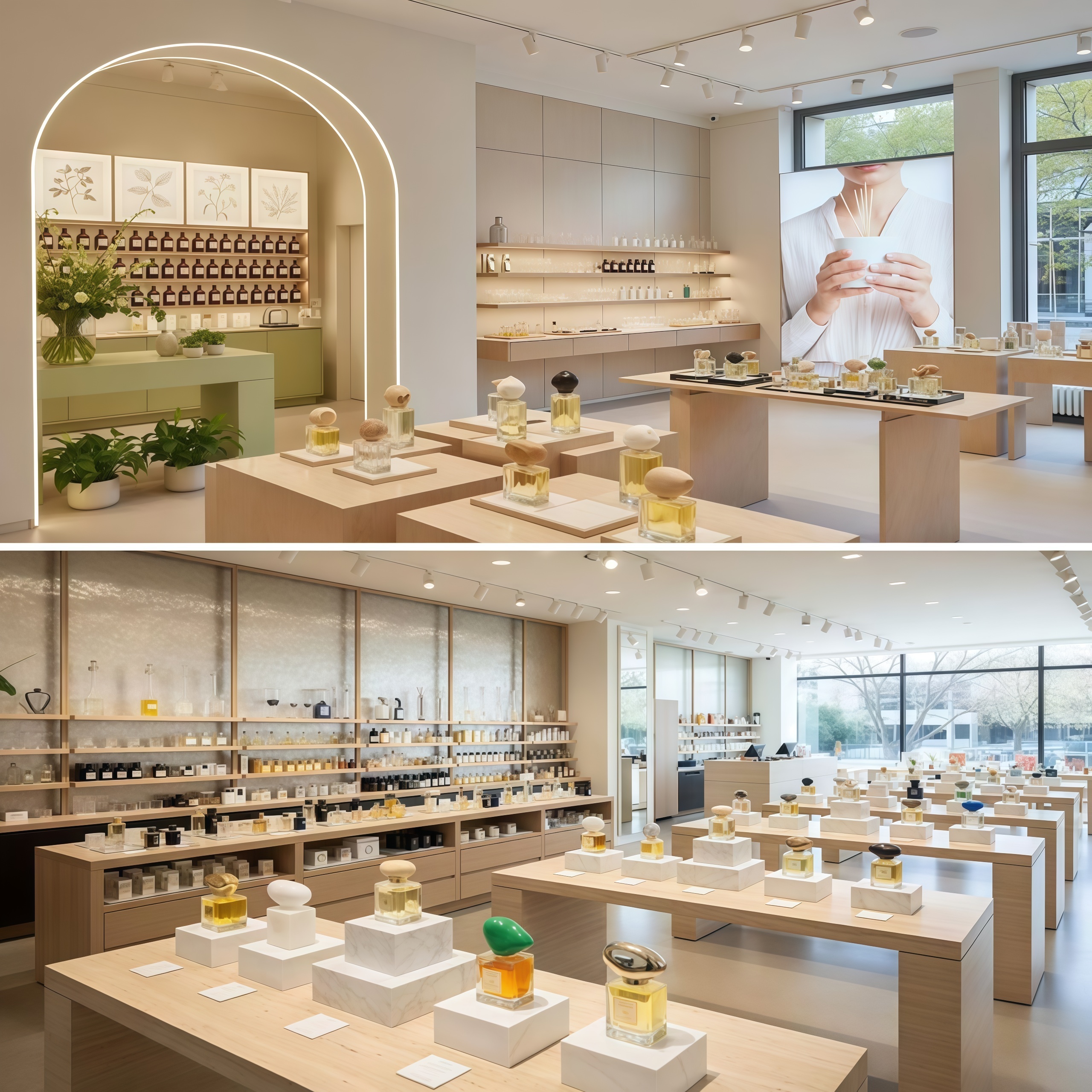 Luxury Boutique Perfume Skincare Display Fixtures LED Eco-Friendly Heavy Duty Furniture for Custom Cosmetic Store Decoration