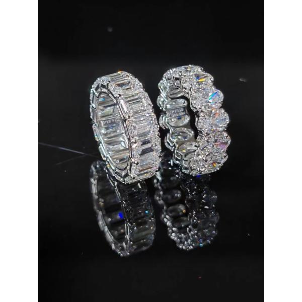 Овальные лабораторно выращенные бриллиантовые кольца изумрудная резьба вечный бриллиантовый кольцо