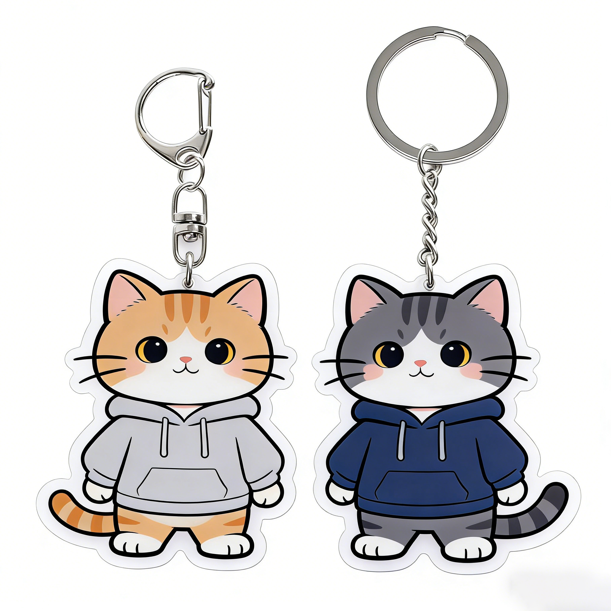 Custom Glitter Epoxy Keychain – Clear Acrylic with Cartoon Logo & Anime Design