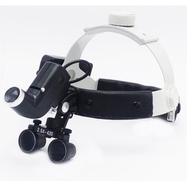 Surgeons Loops Dental Magnifying Glasses With Light , Dental Headband Loupes 65000Lux