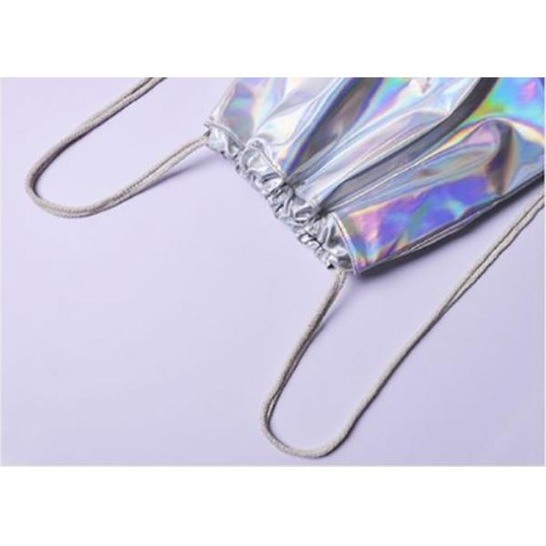 Custom personalized silver shinny laser backpack custom waterproof nylon drawstring backpack for women
