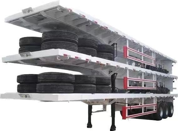 3 Axle Flatbed Trailer for 20 Feet 40 Feet Container Semi Trailer and Customization
