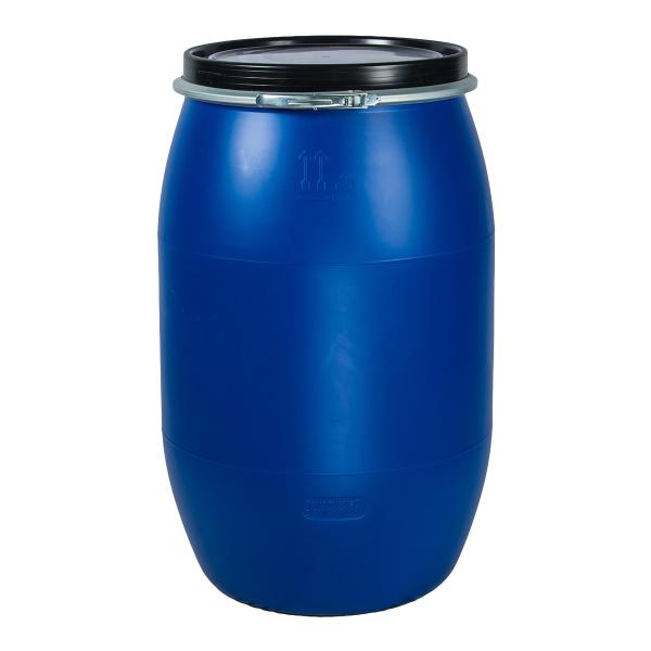 200L Blue Plastic Barrel Drum With Handle And Steel Hoop For Chemical Storage