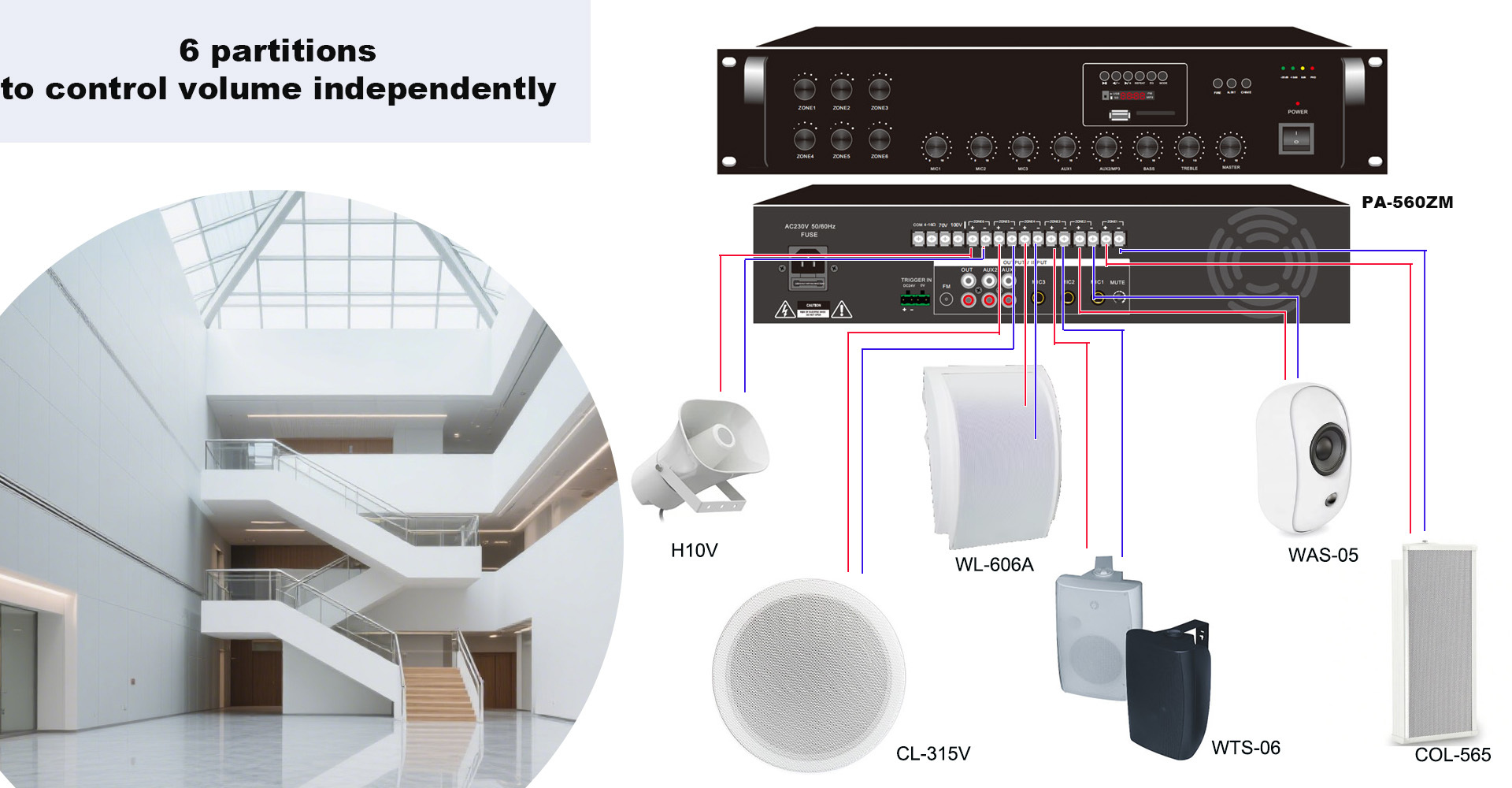 6 Inch 10W 5W Indoor Wall Loudspeaker ABS Wall Mount Speaker
