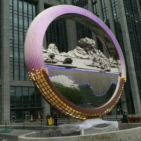 Mirror polish Large metal round ring stainless steel sculpture project,Stainless steel sculpture supplier