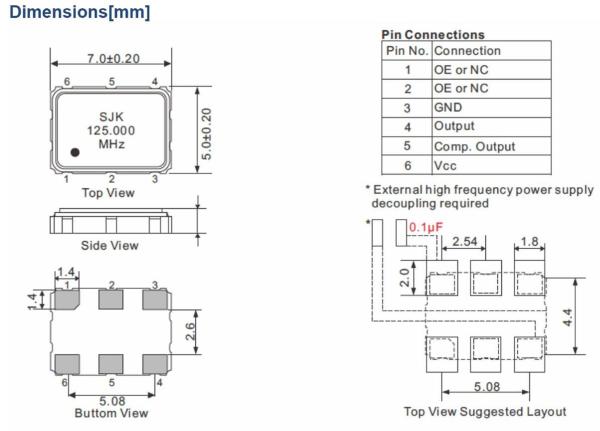 SMD 7050 VCXO CMOS 1-200MHz 3.3V ±25ppm -40~+85℃