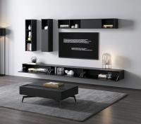 Living Room TV Shelves Wall Mounted TV Stand With Haning Cabinets And Display Box